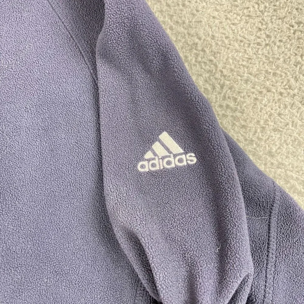 Adidas Logo Fleece Half-Zip Quarter-Zip Pullover Blue Size Medium M Used‎